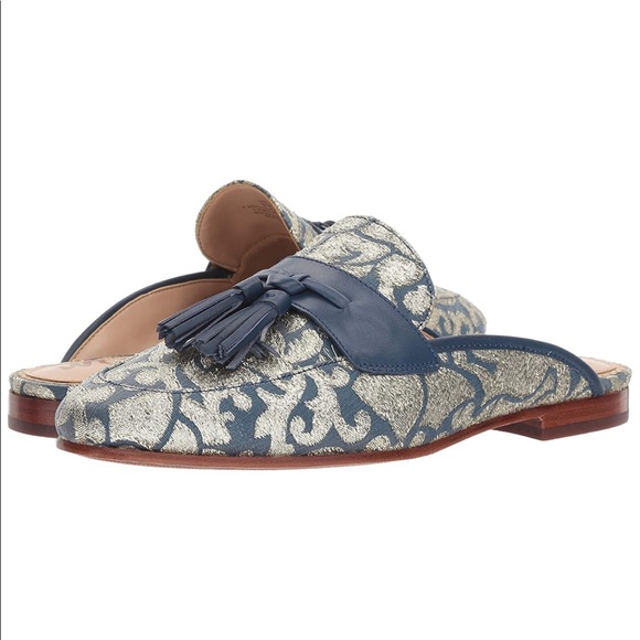 Sam Edelman | Jacquard Gold and Blue Paris Mules - Picture 5 of 8